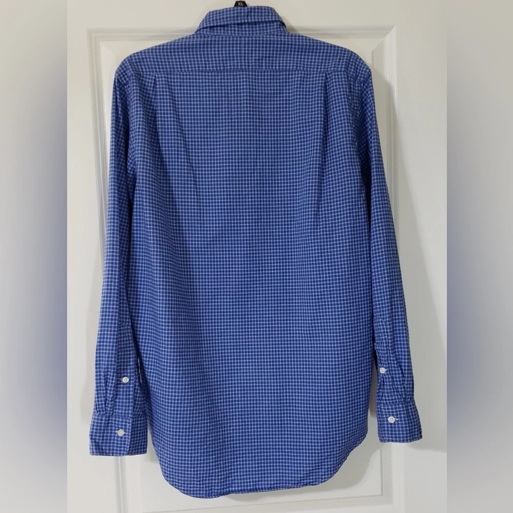 Polo Ralph Lauren Men's Medium Check Long Sleeve Button Down Shirt Blue - Picture 2 of 5